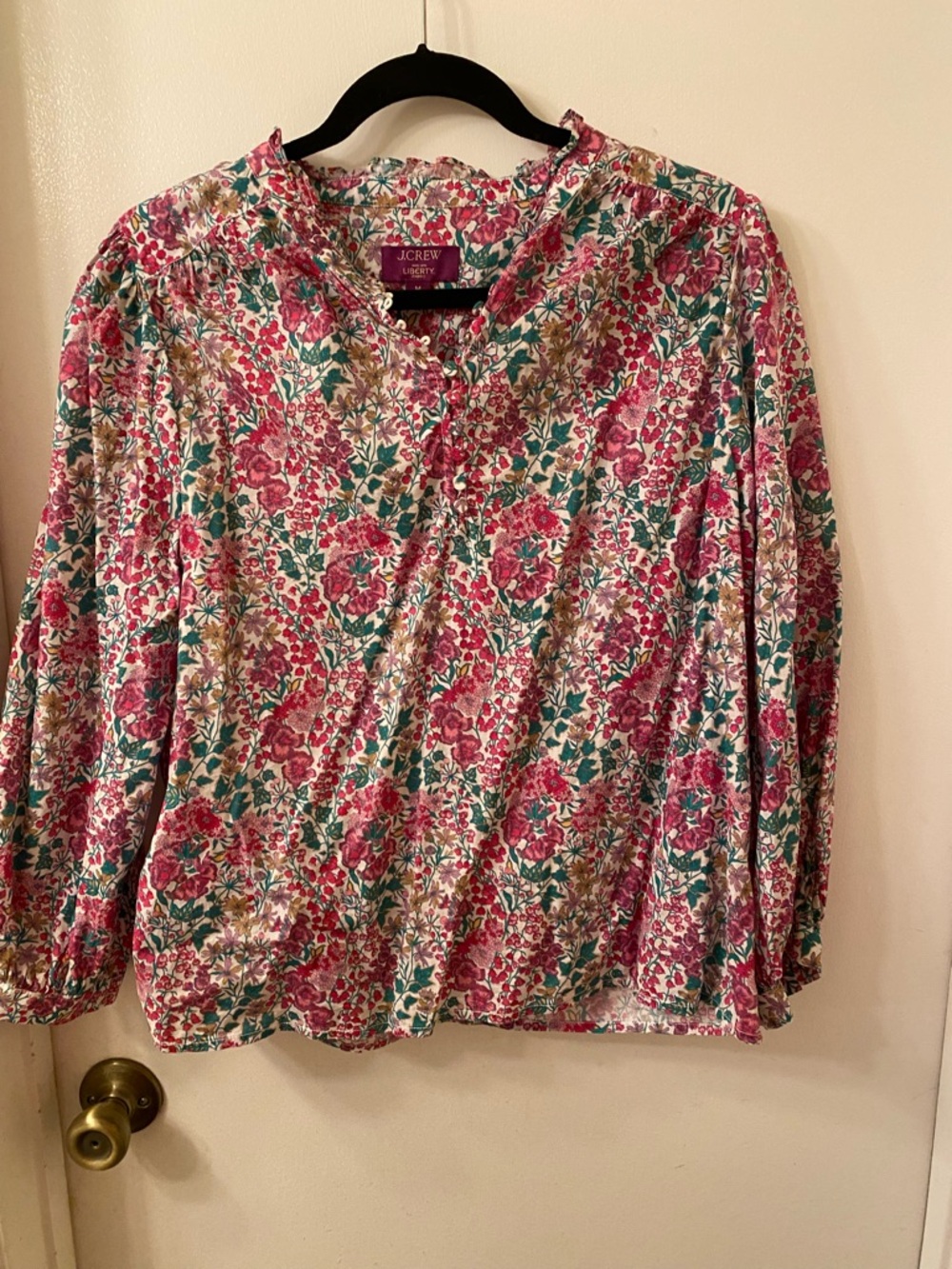 J. Crew Liberty of London Floral Long-Sleeve Peasant Blouse